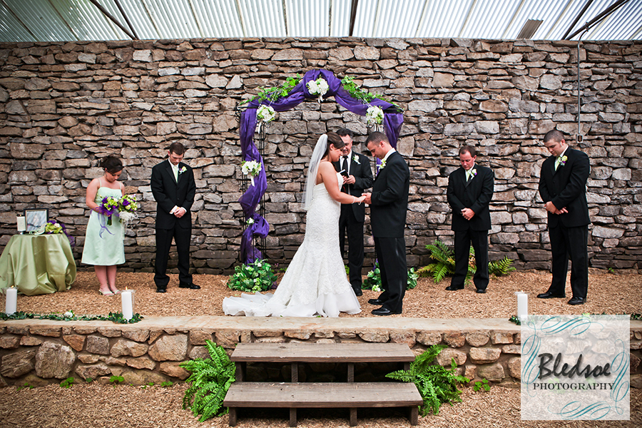 Wedding ceremony at the greenhouse at Knoxville Botanical Gardens wedding.