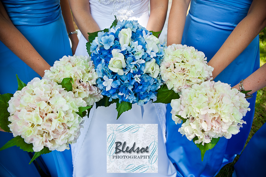 Close up of bride's and bridesmaid's bouquets at Dara's Garden.