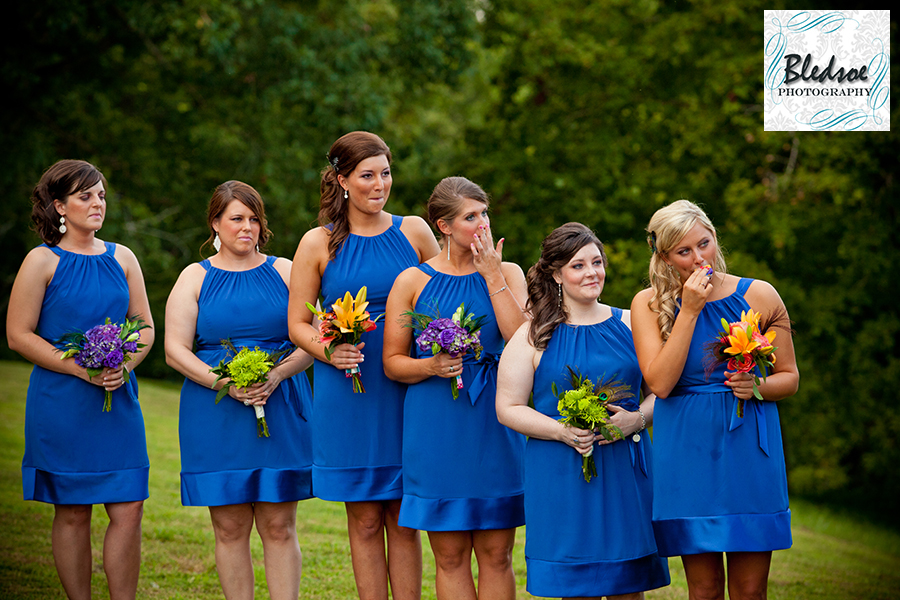 Bridesmaids crying at ceremony.  Pick Inn, Gallatin, TN © Bledsoe Photography