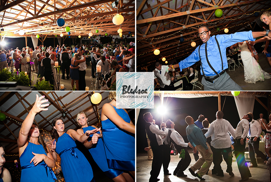Wedding guests dancing at reception at Pick Inn. © Bledsoe Photography