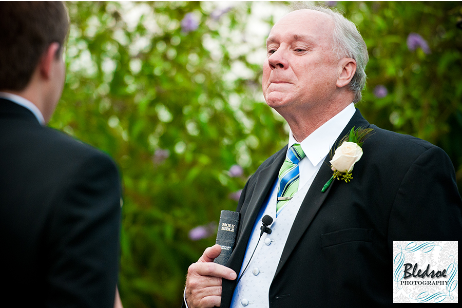 Bride's dad crying at ceremony. Pick Inn, Gallatin, TN © Bledsoe Photography