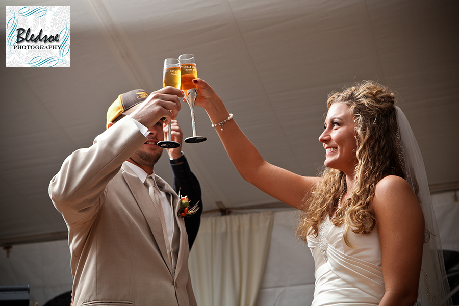 Bride and groom toasting. Bledsoe Photography.  Springfield, TN wedding photography