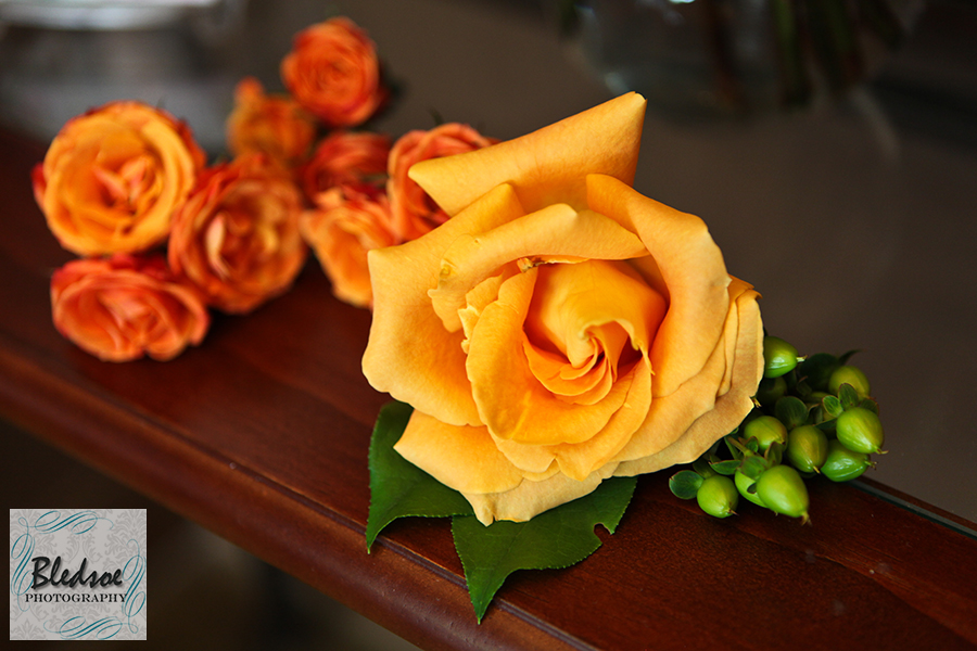 Orange rose boutonniere at Hunter Valley Farm, Knoxville wedding photographer