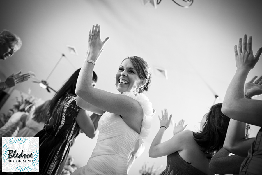 Bride dancing cha-cha slide at Hunter Valley Farm, Knoxville wedding photographer