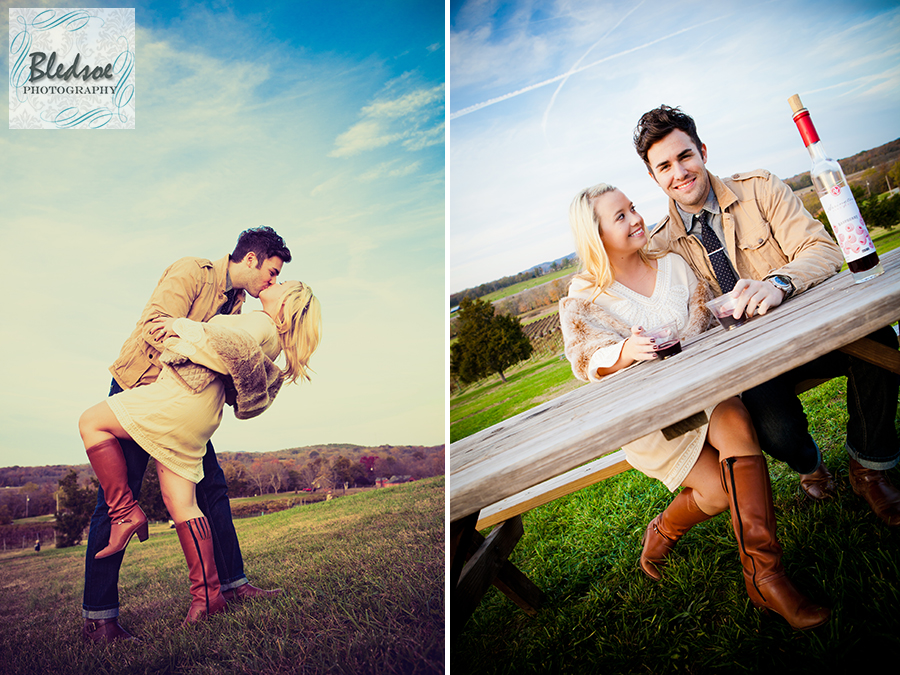 Engagement photos at Arrington Vineyards. © Bledsoe Photography