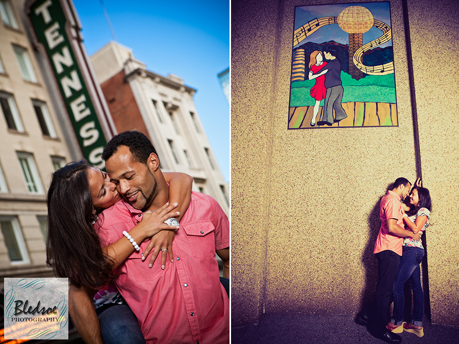 Knoxville engagement photography at Tennessee Theatre.  © 2011 Bledsoe Photography
