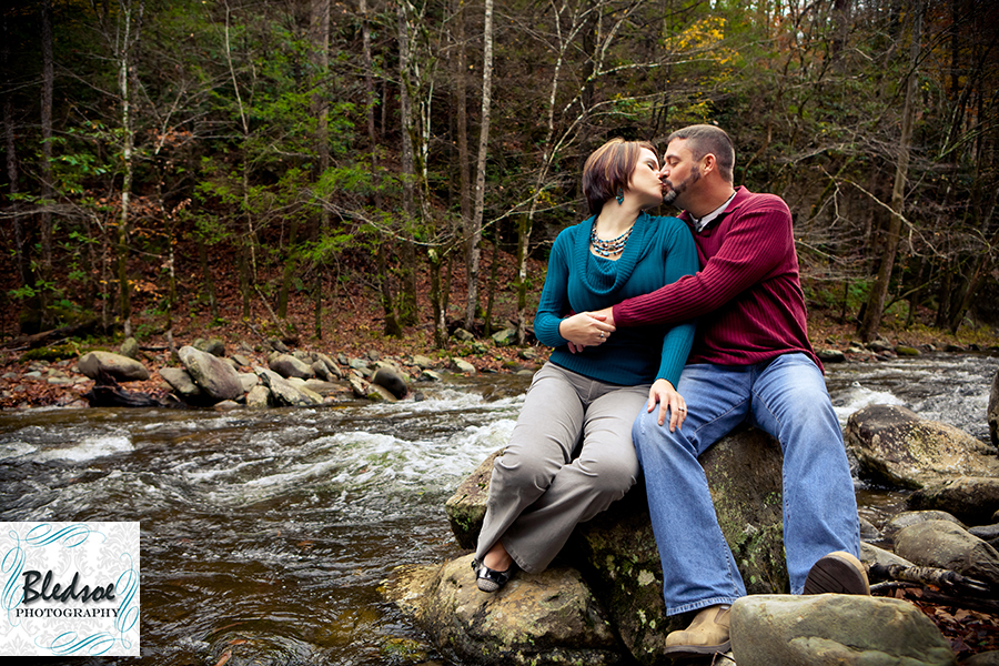 Portrait in fall at Cades Cove river, Knoxville photographer, Bledsoe Photography