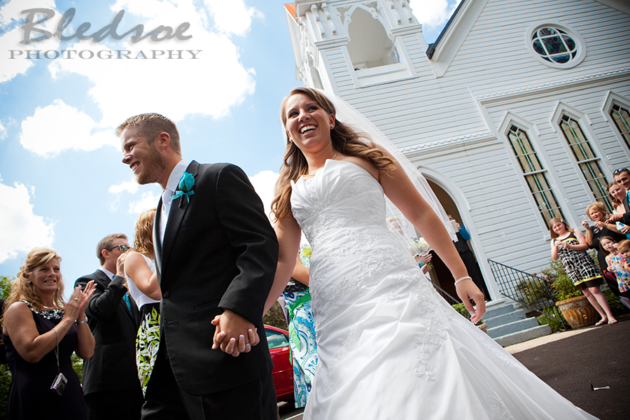 Bubble exit from church, Knoxville wedding photographer, © Bledsoe Photography