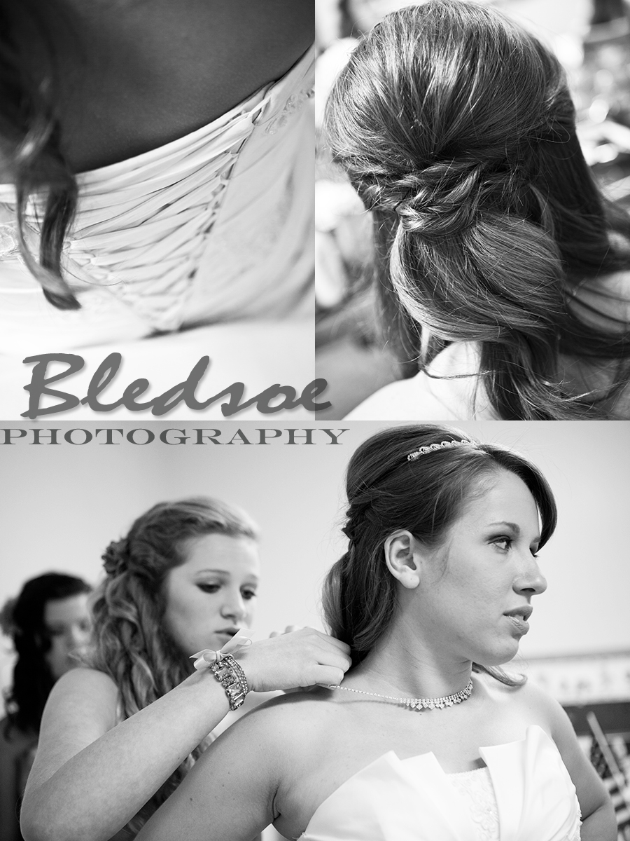 Bride getting dressed. Knoxville wedding photographer, © Bledsoe Photography