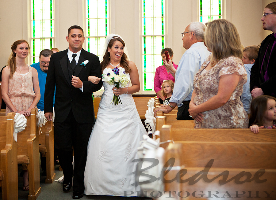 Father walking bride down the aisle at Beulah United Methodist Church, Knoxville wedding photographer, © Bledsoe Photography