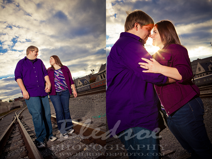 Fall engagement photos in the Old City at sunset, Knoxville wedding & engagement photographer, © Bledsoe Photography