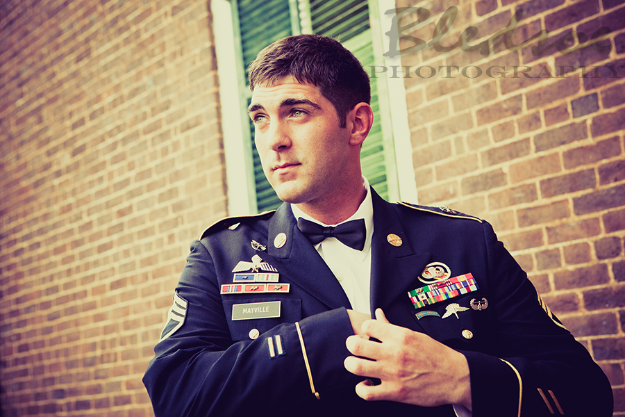 Marine groom portrait at Glenmore Mansion wedding. Knoxville Wedding Photographer. © Bledsoe Photography