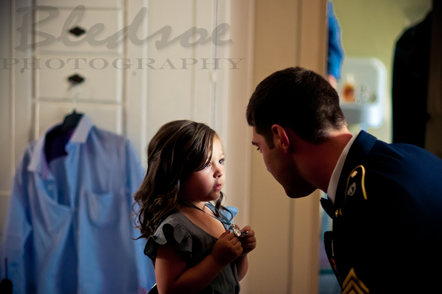 Marine groom and flower girl at Glenmore Mansion wedding. Knoxville Wedding Photographer. © Bledsoe Photography