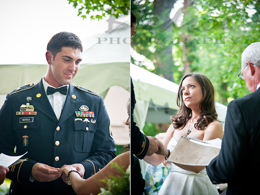Marine groom and bride during ceremony at Glenmore Mansion wedding. Knoxville Wedding Photographer. © Bledsoe Photography
