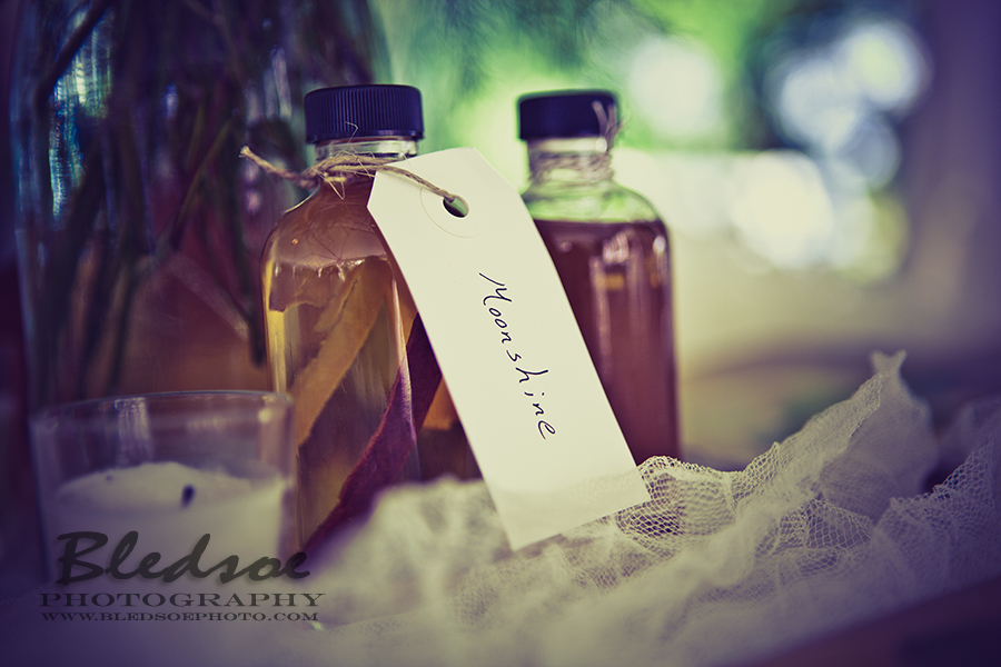 Moonshine wedding guest favors at Glenmore Mansion wedding. Knoxville Wedding Photographer. © Bledsoe Photography