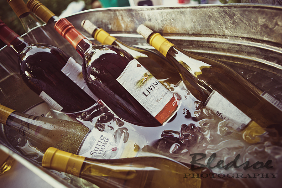 Wine bottles in galvanized bucket at Glenmore Mansion wedding. Knoxville Wedding Photographer. © Bledsoe Photography