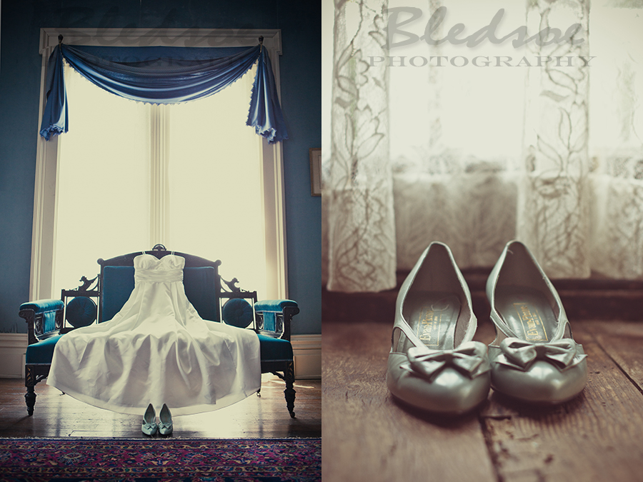 Vintage aqua turquoise wedding shoes at Glenmore Mansion wedding. Knoxville Wedding Photographer. © Bledsoe Photography