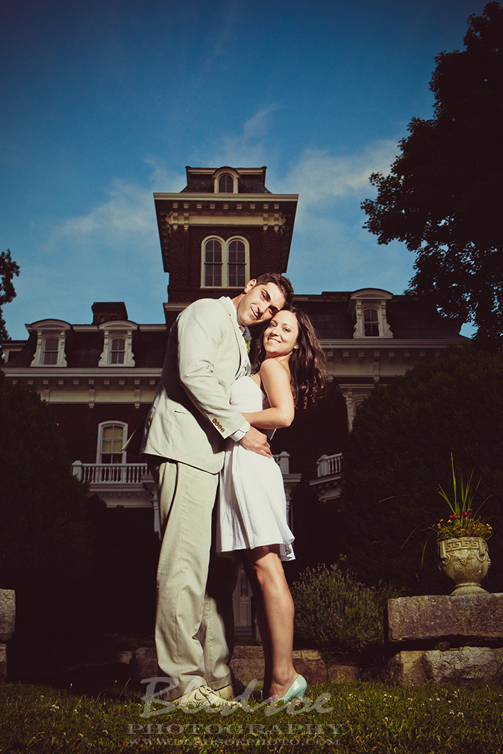 Bride and groom in front of Glenmore Mansion wedding. Knoxville Wedding Photographer. © Bledsoe Photography