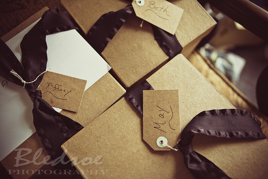 Bridesmaid gift boxes at Glenmore Mansion wedding. Knoxville Wedding Photographer. © Bledsoe Photography