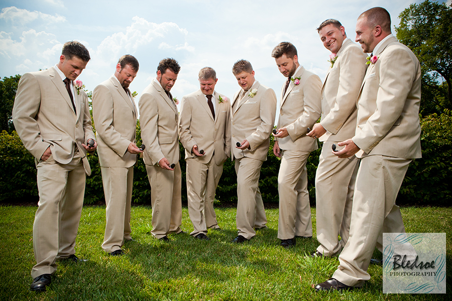 Groomsmen with pocket watch gifts at Chateau Selah © Bledsoe Photography Knoxville