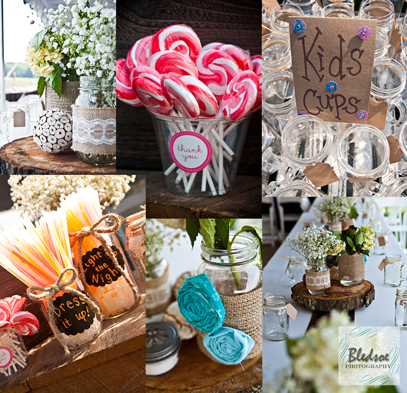 pinterest wedding decorations, burlap, lollipops, glowsticks, wedding favors at Chateau Selah © Bledsoe Photography Knoxville
