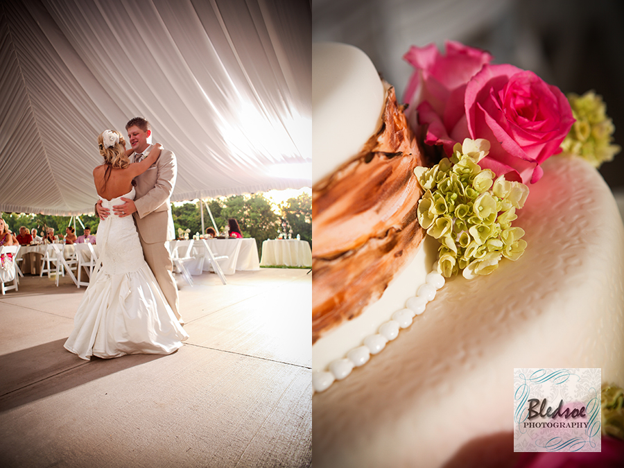 Wedding cake by The Cake Gallery and first dance at Chateau Selah © Bledsoe Photography Knoxville