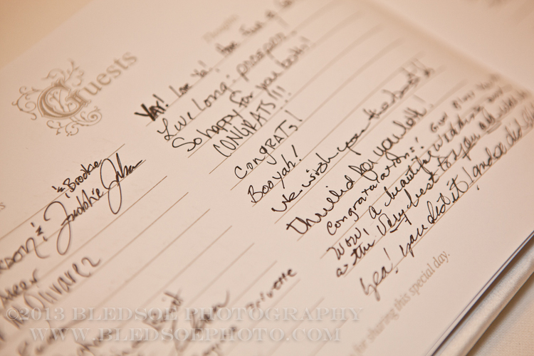 Funny messages from guests in guestbook at wedding, knoxville wedding photographer, ©Bledsoe Photography