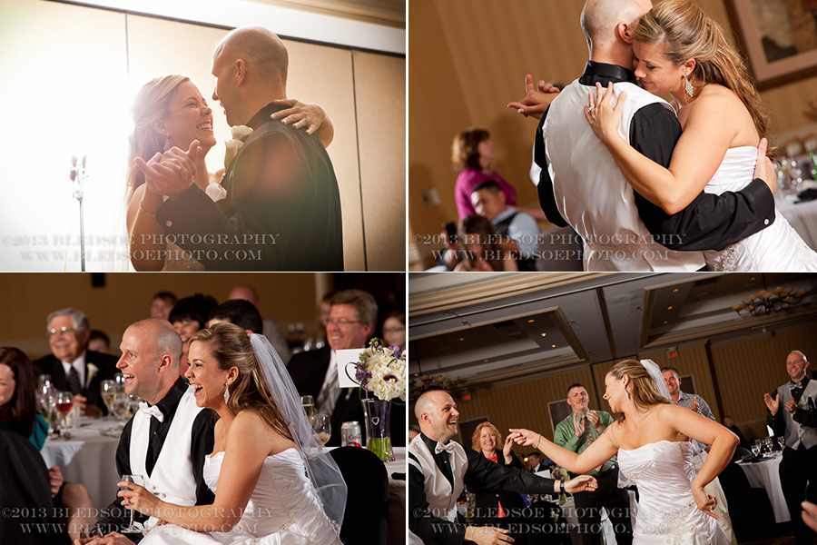 first dance, laughing at toasts, dancing at downtown hilton reception, knoxville wedding photographer, ©Bledsoe Photography