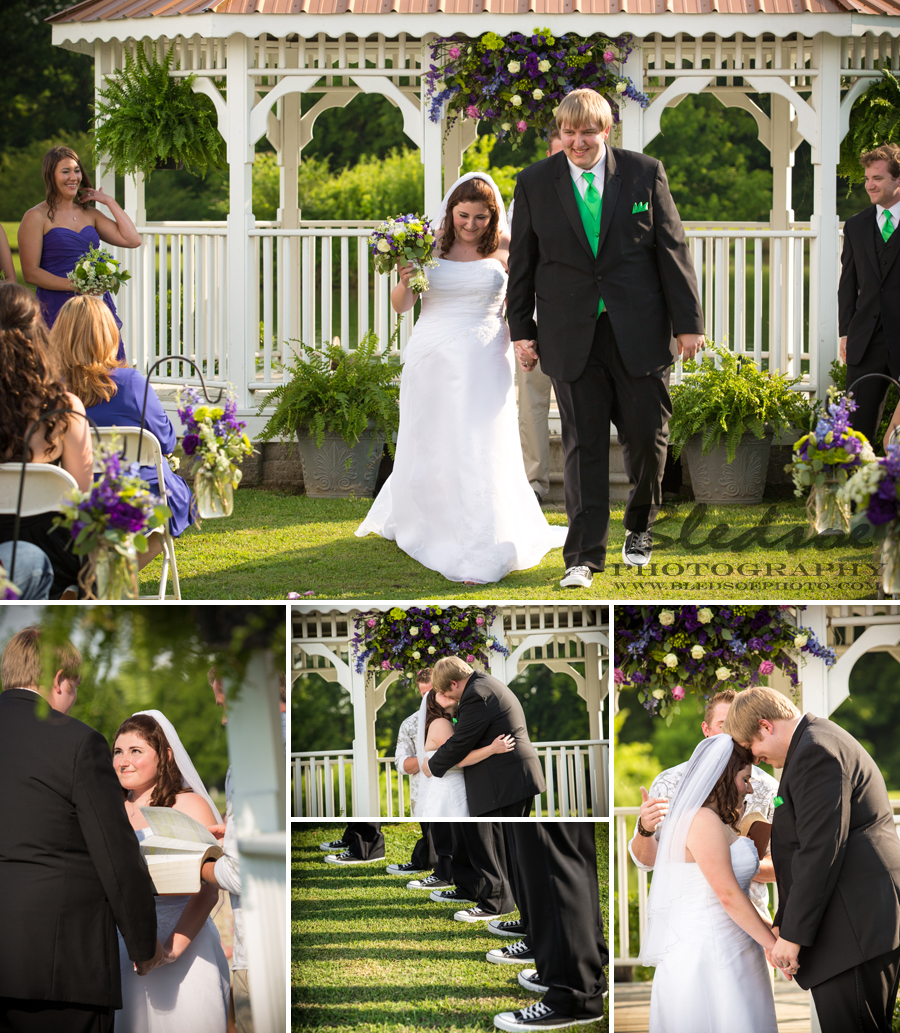 Twin Cedar Farm wedding gazebo, purple and green wedding, wedding party wearing Converse Chucks Taylors