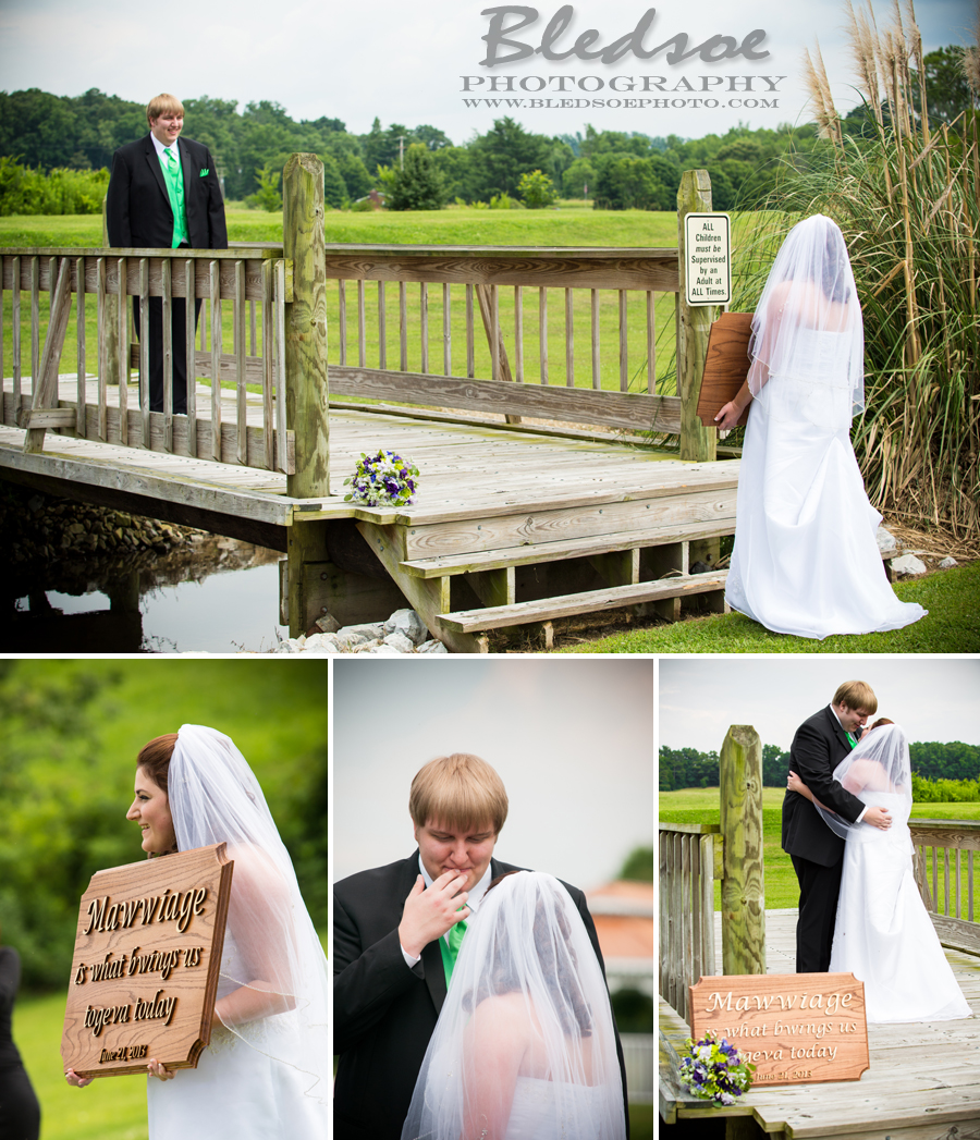 Princess Bride Mawwiage sign, first look bride and groom, Twin Cedar Farm