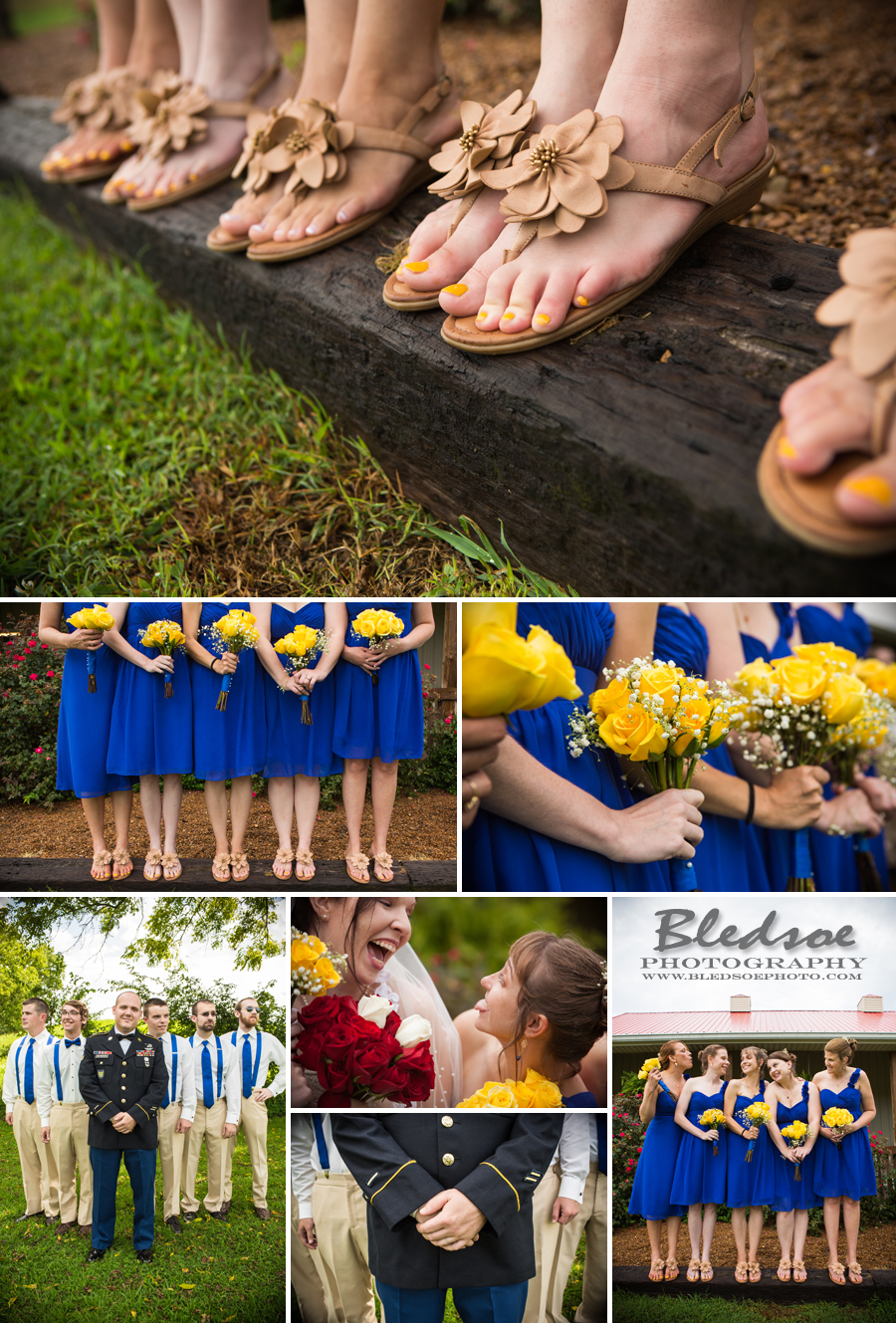 royal blue bridesmaid dress, yellow bouquet, twin cedar farm wedding, knoxville wedding photographer, bledsoe photography