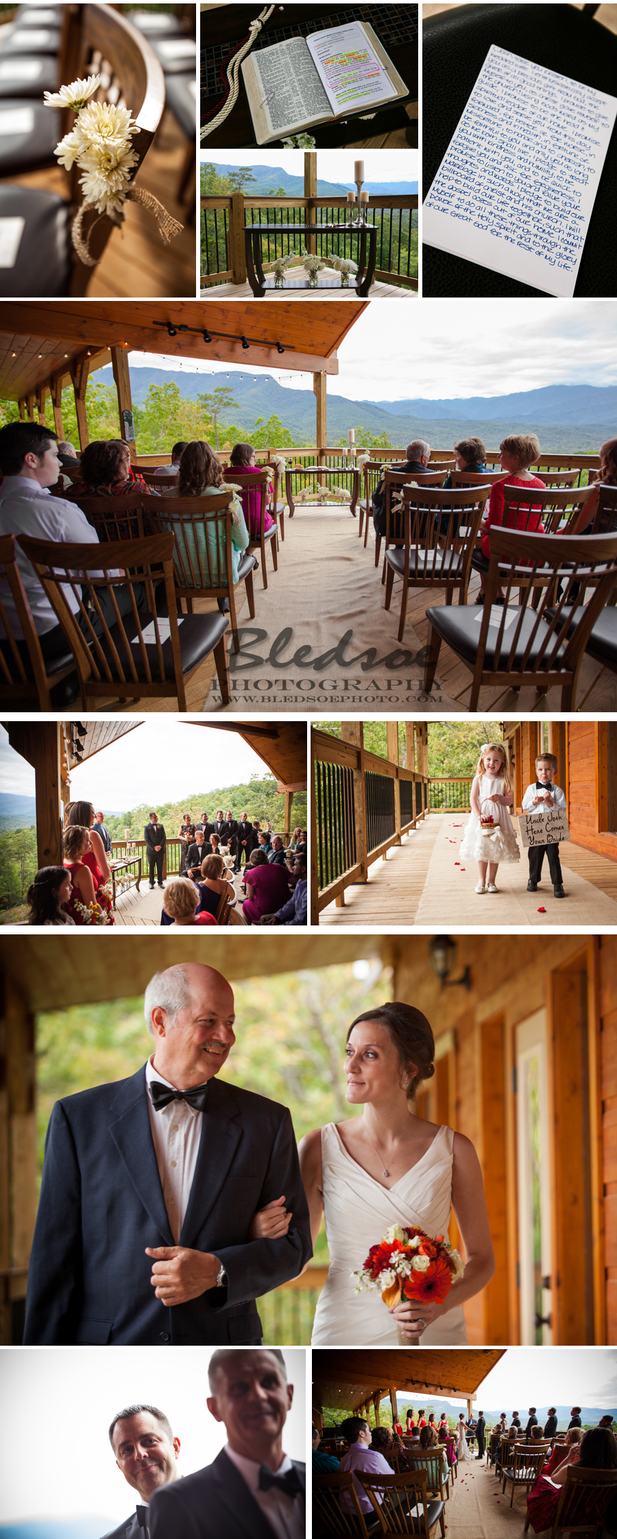 Ceremony on cabin deck, Gatlinburg mansion mountaintop wedding photographer knoxville