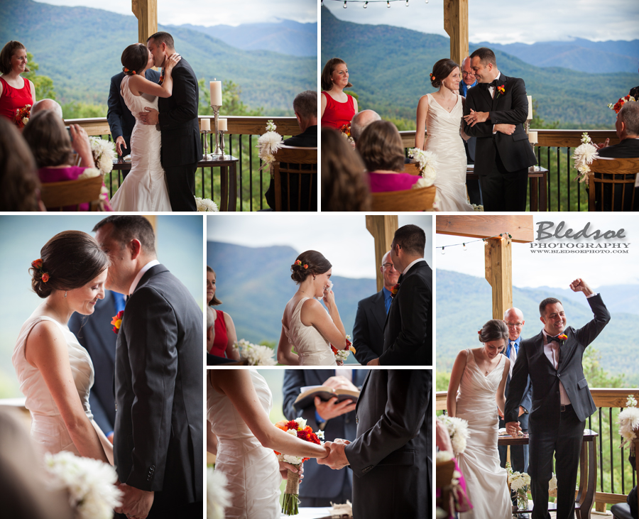 Ceremony on cabin deck, Gatlinburg mansion mountaintop wedding photographer knoxville