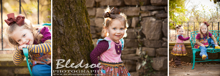 little girls wearing Matilda Jane big sister pregnancy annoucement knoxville photographer, ©Bledsoe Photography