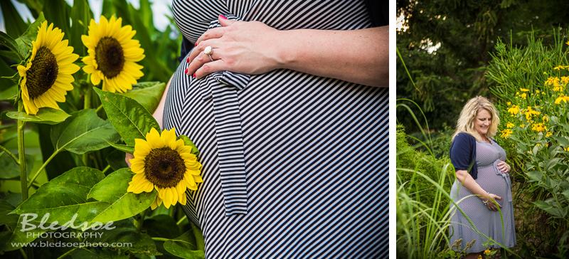 sunflower garden maternity portrait photo in knoxville © Bledsoe Photography
