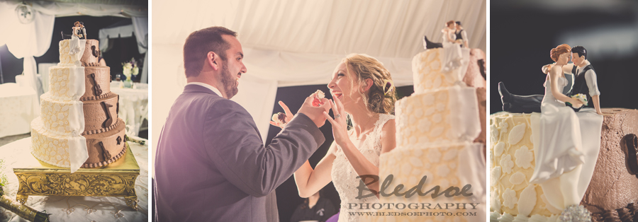 bride and groom cake together, music grooms cake, guitar grooms cake, knoxville wedding photography photographer