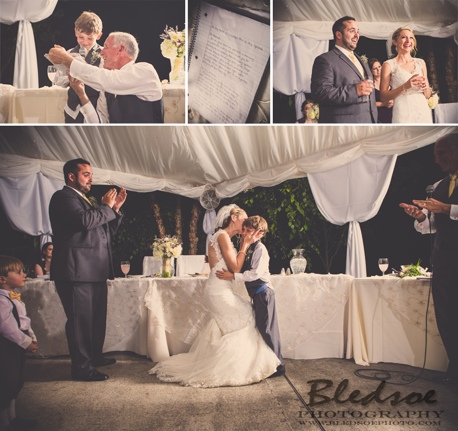bride's young son gives speech at reception, knoxville wedding photographer photography