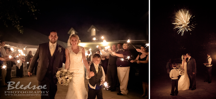 sparklers and fireworks at wedding reception exit getaway, knoxville tn wedding photographer
