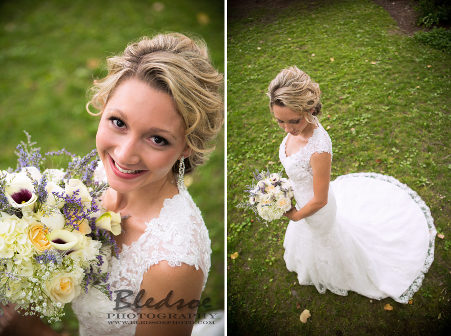 knoxville bridal portrait photo garden lavender gold bouquet lace backless dress bledsoe photography
