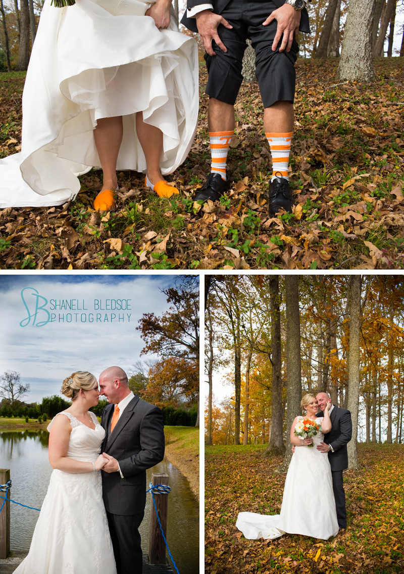 bride and groom, legacy springs event center, knoxville wedding  photographer, bledsoe photography, orange and white wedding, orange Toms, orange socks