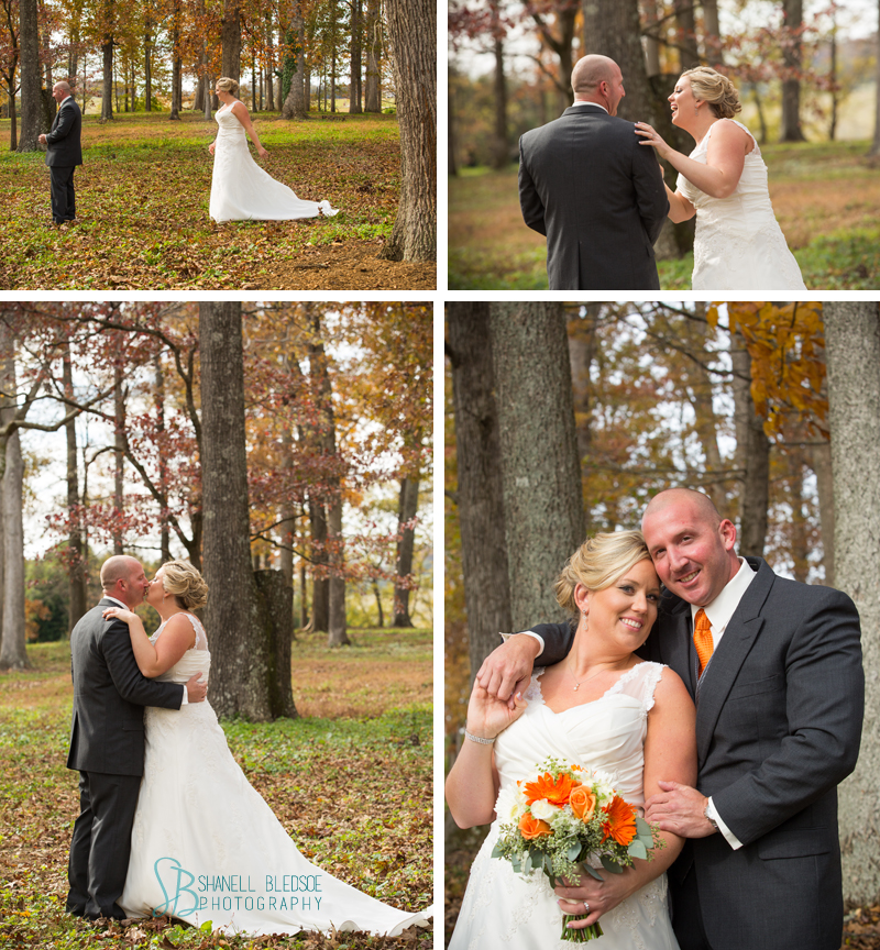 first look, legacy springs event center, knoxville wedding  photographer, bledsoe photography, orange and white wedding