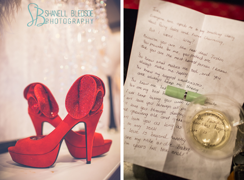 Old Hollywood glam art deco wedding at Capitol Theatre in Maryville, TN. Red velvet platform heels
