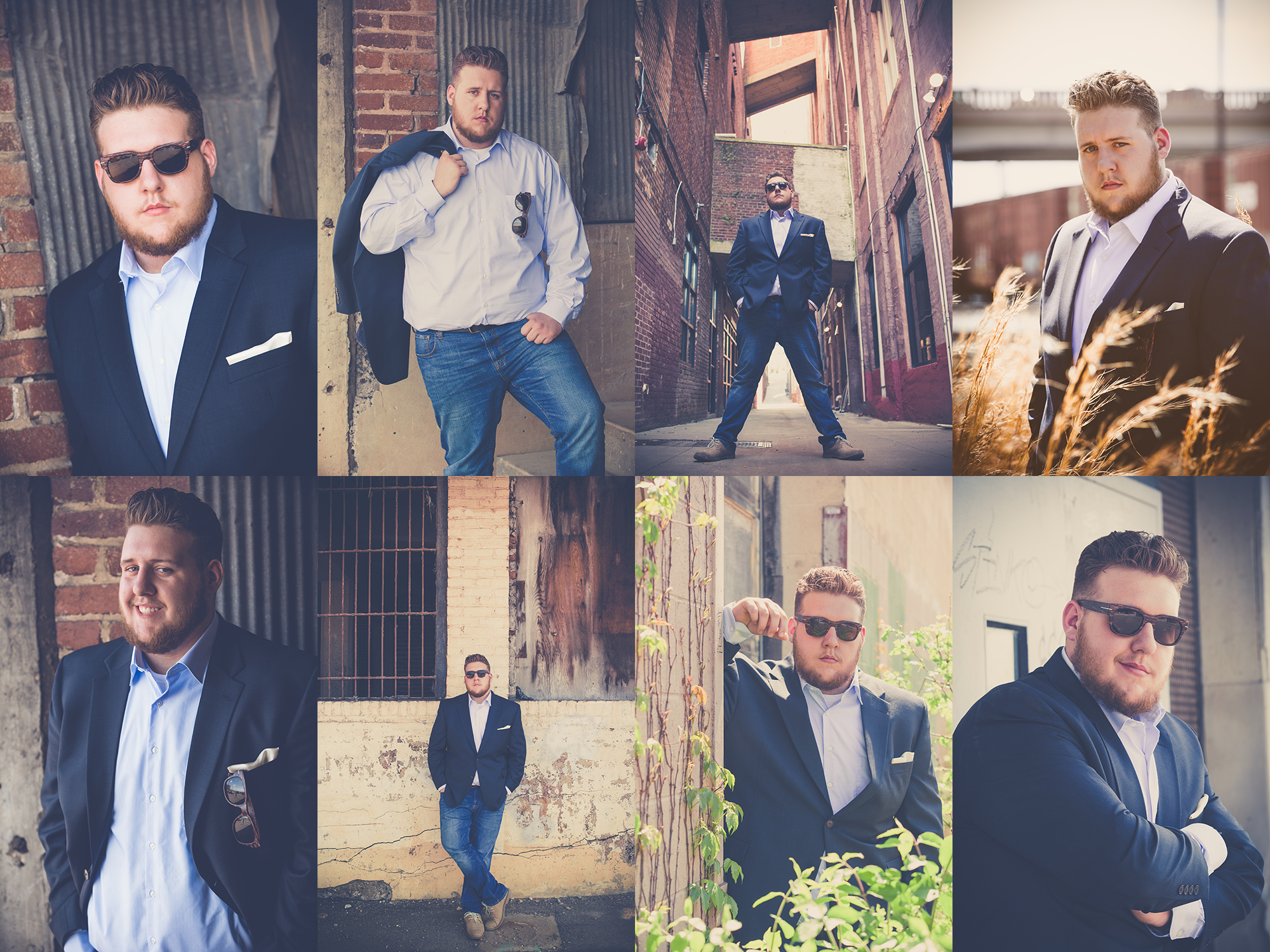 high school senior boy portraits in the Old City Knoxville