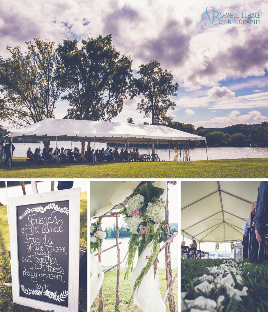 Lakeside wedding, grande vista bay, rockwood, tennessee, lisa foster arch flowers, chalkboard program, shanell bledsoe photography