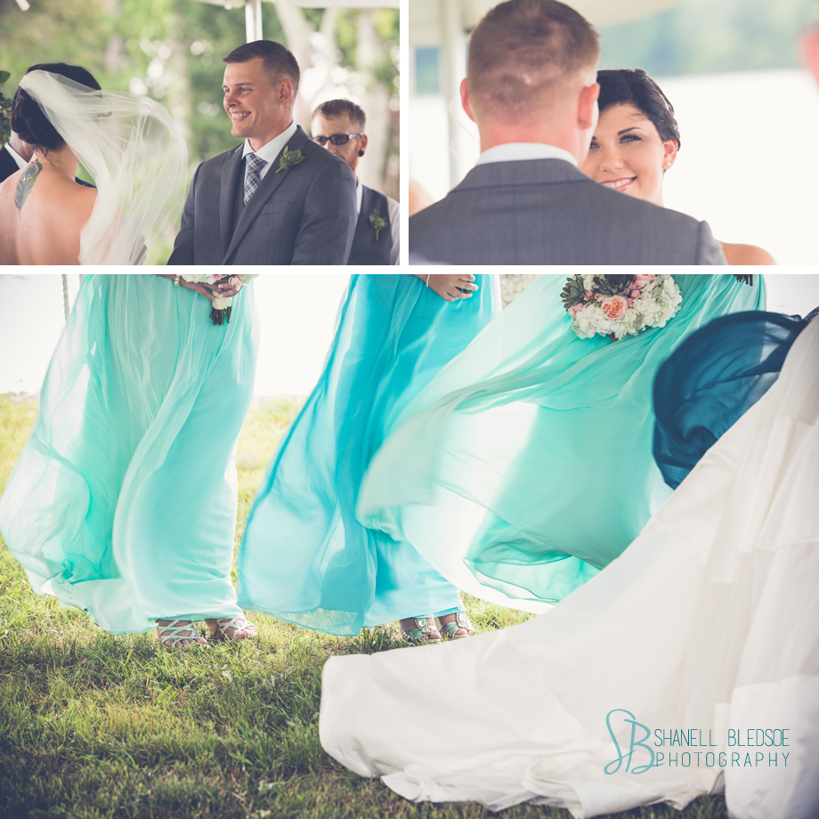 Lakeside wedding, grande vista bay, rockwood, tennessee, shanell bledsoe photography, windy, flying veil, aqua, mint, turquoise, teal