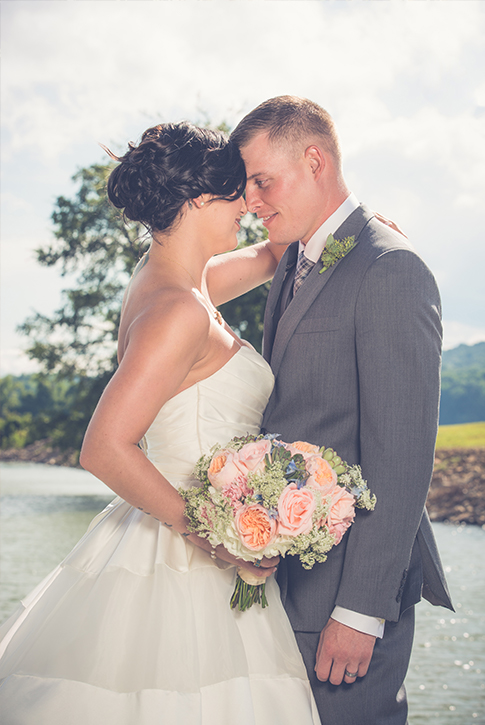 turquoise and peach gray wedding in Knoxville TN