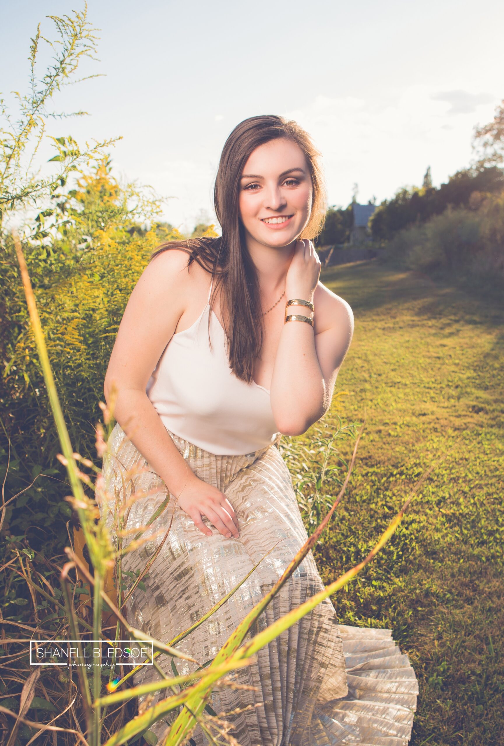 sophisticated senior girl photo in Knoxville wildflower field
