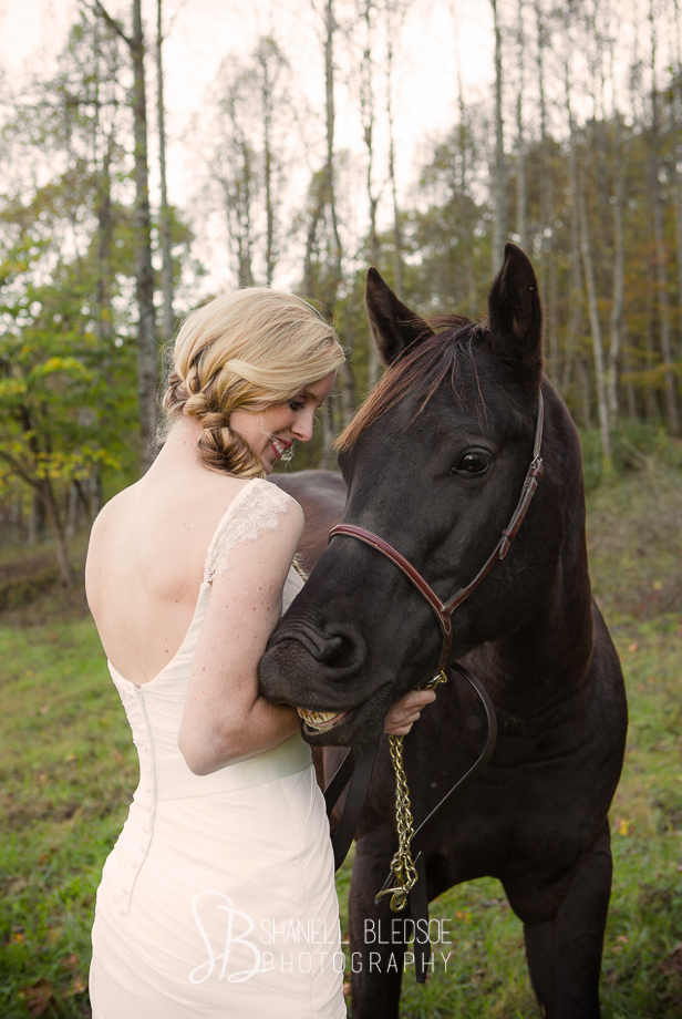 After the wedding bridal portrait photos at a horse farm in Jonesborough, TN. Shanell Bledsoe Photography, 