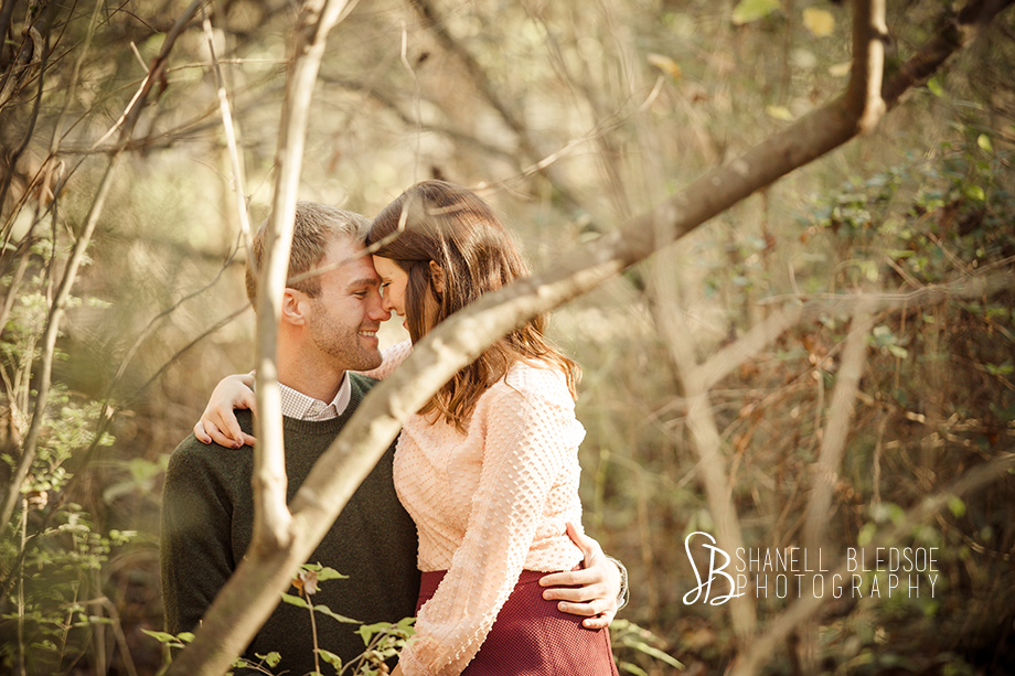Fall autumn engagement photo session at Ijams Nature Center in Knoxville, TN by Shanell Bledsoe Photography. Plum, green, pink