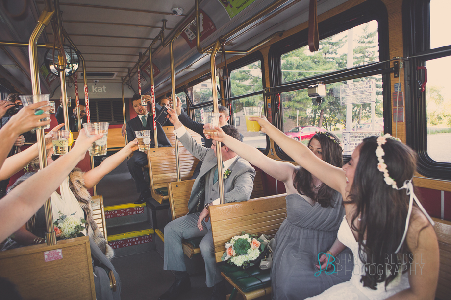 Knoxville wedding, Toast on trolley, shanell bledsoe photography